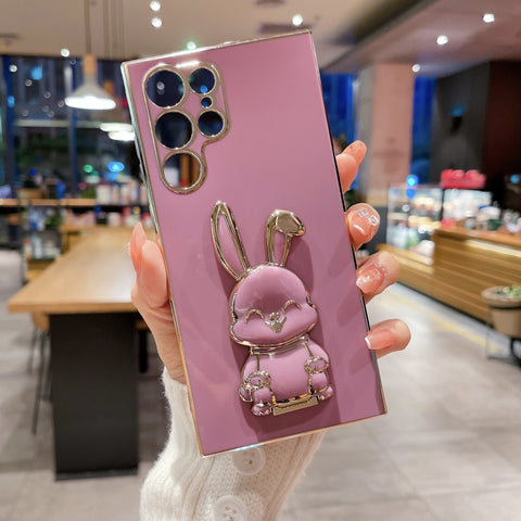6D Niedliche Kaninchen Handyhülle mit verstecktem Ständer für Samsung Galaxy 