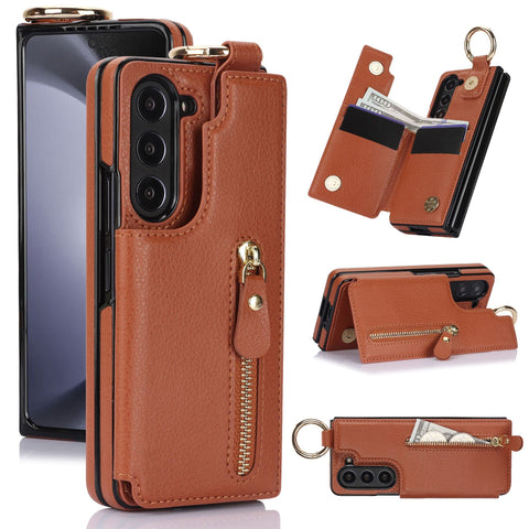 Luxury Folding Card Bag Leather Stand Case for Samsung Galaxy Z Fold 3 4 5 5G