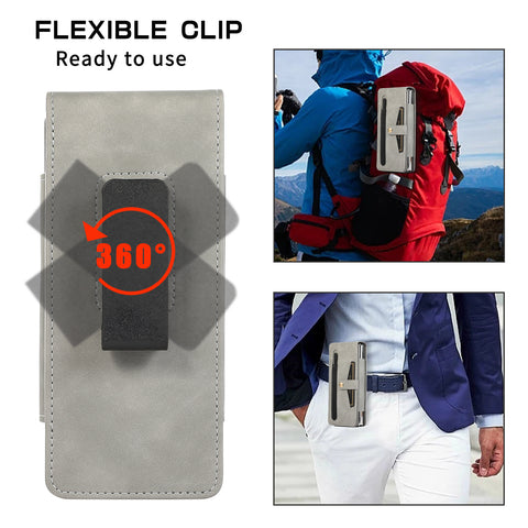 Outdoor Adventure Einfarbiges Leder Volle Abdeckung Telefon Fall Clip Gürteltasche Set Für Samsung Galaxy Z Fold 3 4 5 5G 