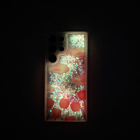 Dynamic Glitter Liquid Quicksand Luminous Soft Silicone Phone Case For Samsung