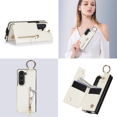 Luxury Folding Card Bag Leather Stand Case for Samsung Galaxy Z Fold 3 4 5 5G