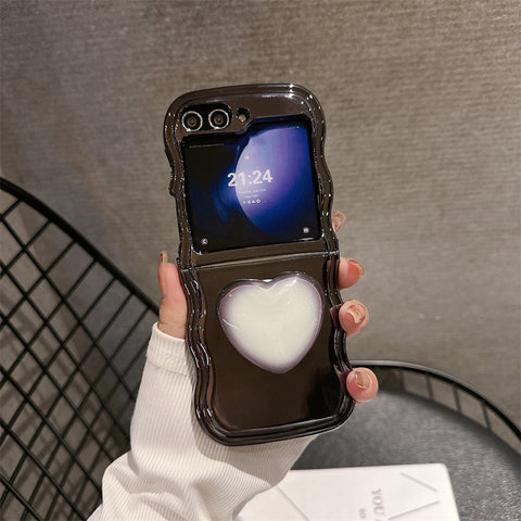 Luxus Herzständer Plating Wave Edge Handyhülle für Samsung Galaxy Z Flip 5/4/3 