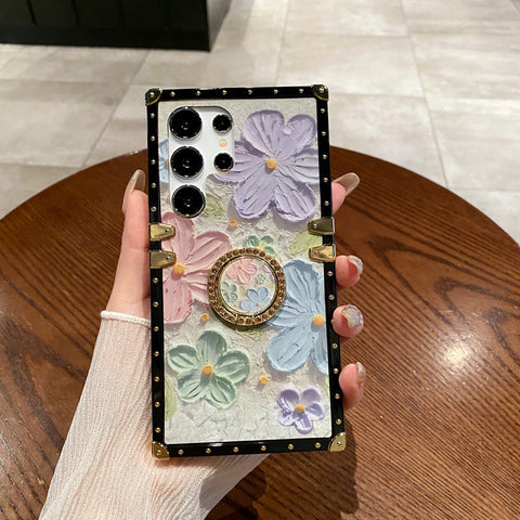 2024 Neue Mode Blume Quadrat Stoßfest Handy Fall Für Samsung Galaxy