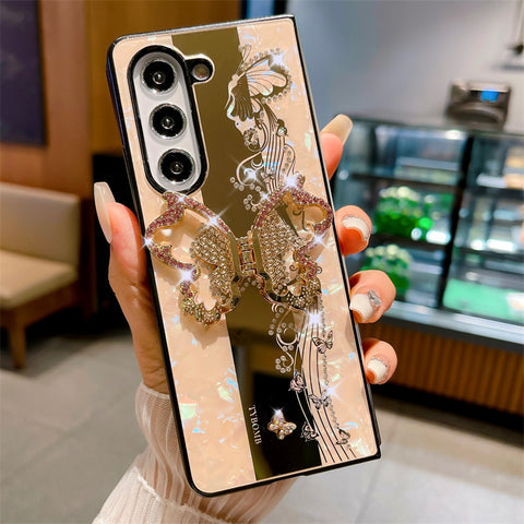Luxury Butterfly Ring Stand Holder Phone Case For Samsung Galaxy Z Fold 5/4/3