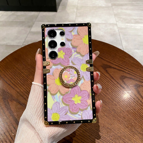 2024 New Fashion Flower Square Shockproof Phone Case For Samsung Galaxy