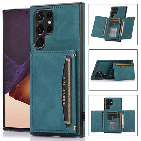 Tripe Folded Matte Leather Wallet Phone Case For Samsung