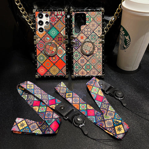 Retro Boho Style Ring Case With Lanyard for Samsung Galaxy S Note A Series