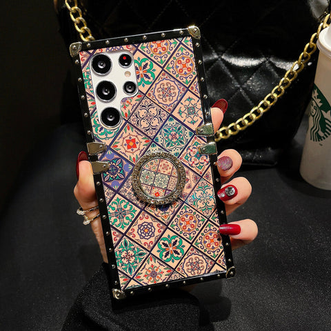 Ringhülle im Retro-Boho-Stil mit Umhängeband für Samsung Galaxy S Note A-Serie