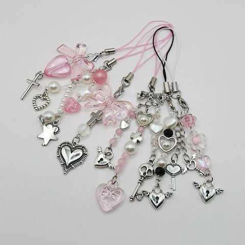 Pink Phone Charms Pendant Key Chain
