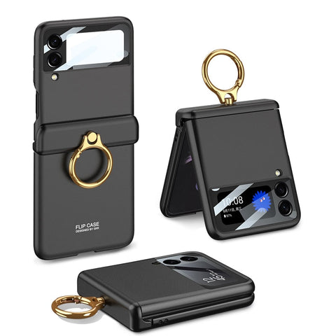 All-inclusive Magnetic Hinge Phone Cover with Ring Bracket Stand for Samsung Galaxy Z Flip 4 3 5G