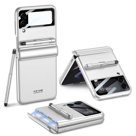 Magnetic Hinge Case with Pen For Samsung Galaxy Z Flip 4 3 5G