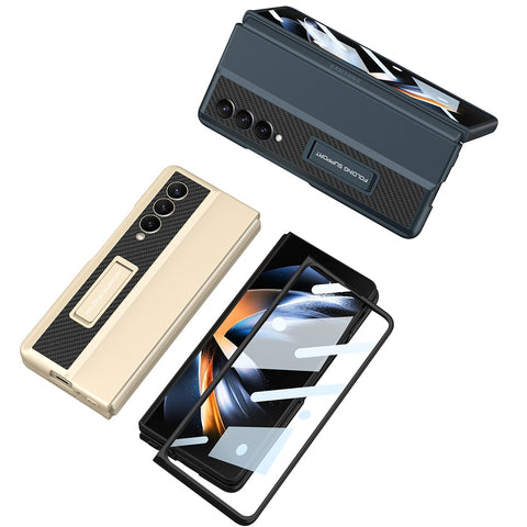 Ultra-thin Shockproof Protective Cover with Kickstand and Front Screen Glass Film For Samsung Galaxy Z Fold 4 5G